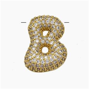 Copper Letter-B Pendant Pave Zirconia Gold Plated, approx 15-22mm [FN47413]