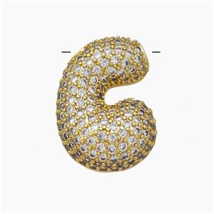 Copper Letter-C Pendant Pave Zirconia Gold Plated, approx 15-22mm [FN47414]