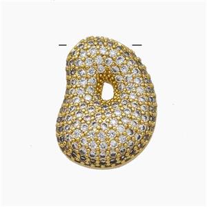 Copper Letter-D Pendant Pave Zirconia Gold Plated, approx 15-22mm [FN47415]