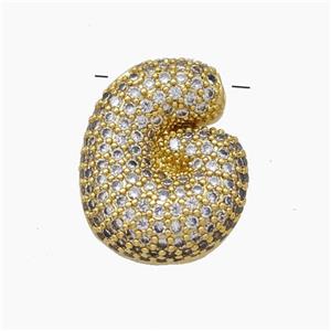 Copper Letter-G Pendant Pave Zirconia Gold Plated, approx 15-22mm [FN47418]