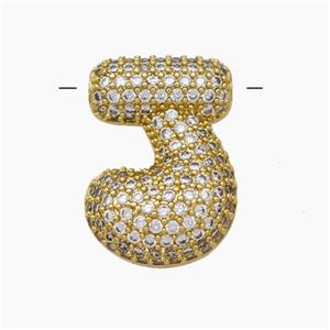 Copper Letter-J Pendant Pave Zirconia Gold Plated, approx 15-22mm [FN47421]