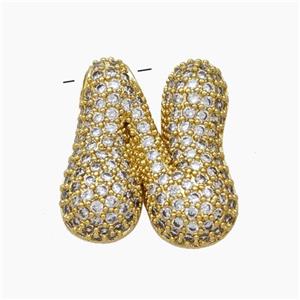 Copper Letter-N Pendant Pave Zirconia Gold Plated, approx 15-22mm [FN47425]