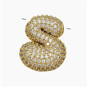 Copper Letter-S Pendant Pave Zirconia Gold Plated, approx 15-22mm [FN47430]