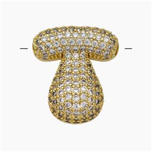 Copper Letter-T Pendant Pave Zirconia Gold Plated, approx 15-22mm [FN47431]