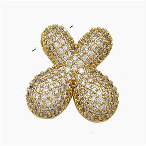Copper Letter-X Pendant Pave Zirconia Gold Plated, approx 15-22mm [FN47435]