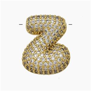 Copper Letter-Z Pendant Pave Zirconia Gold Plated, approx 15-22mm [FN47437]