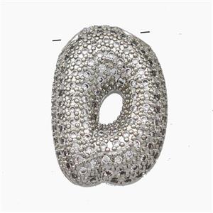 Copper Letter-D Pendant Pave Zirconia Platinum Plated, approx 15-25mm [FN47442]