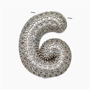 Copper Letter-G Pendant Pave Zirconia Platinum Plated, approx 15-25mm [FN47445]