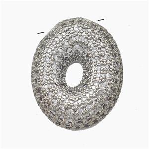Copper Letter-O Pendant Pave Zirconia Platinum Plated, approx 15-25mm [FN47453]
