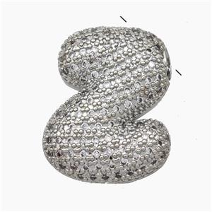 Copper Letter-Z Pendant Pave Zirconia Platinum Plated, approx 15-25mm [FN47464]