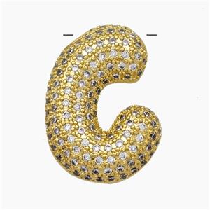 Copper Letter-C Pendant Pave Zirconia Gold Plated, approx 15-25mm [FN47468]
