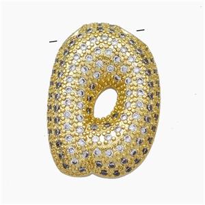 Copper Letter-D Pendant Pave Zirconia Gold Plated, approx 15-25mm [FN47469]