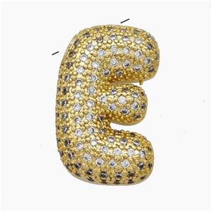 Copper Letter-E Pendant Pave Zirconia Gold Plated, approx 15-25mm [FN47470]