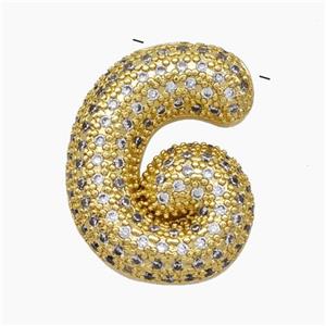 Copper Letter-G Pendant Pave Zirconia Gold Plated, approx 15-25mm [FN47472]