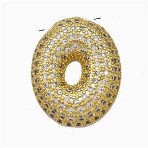 Copper Letter-O Pendant Pave Zirconia Gold Plated, approx 15-25mm [FN47480]