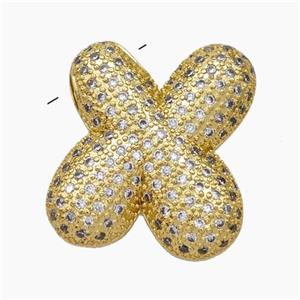 Copper Letter-X Pendant Pave Zirconia Gold Plated, approx 15-25mm [FN47489]