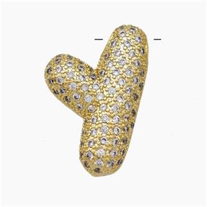 Copper Letter-Y Pendant Pave Zirconia Gold Plated, approx 15-25mm [FN47490]