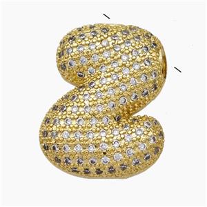 Copper Letter-Z Pendant Pave Zirconia Gold Plated, approx 15-25mm [FN47491]