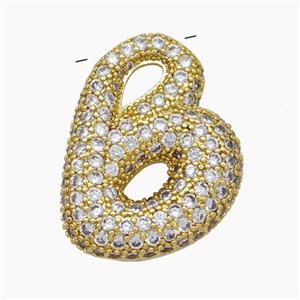 Copper Letter-B Pendant Pave Zirconia Gold Plated, approx 18-30mm [FN47494]