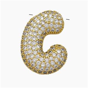 Copper Letter-C Pendant Pave Zirconia Gold Plated, approx 18-30mm [FN47495]