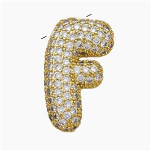 Copper Letter-F Pendant Pave Zirconia Gold Plated, approx 18-30mm [FN47498]