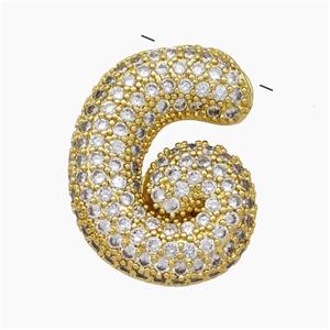 Copper Letter-G Pendant Pave Zirconia Gold Plated, approx 18-30mm [FN47499]