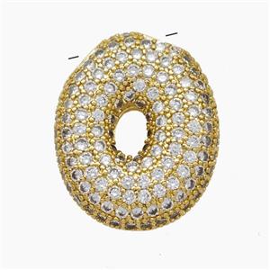 Copper Letter-O Pendant Pave Zirconia Gold Plated, approx 18-30mm [FN47507]