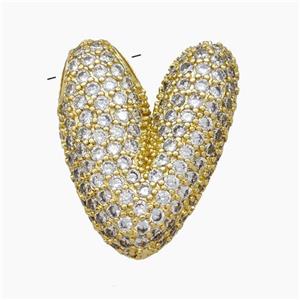 Copper Letter-V Pendant Pave Zirconia Gold Plated, approx 18-30mm [FN47514]