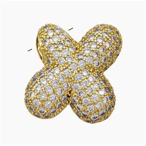 Copper Letter-X Pendant Pave Zirconia Gold Plated, approx 18-30mm [FN47516]