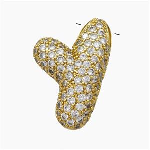 Copper Letter-Y Pendant Pave Zirconia Gold Plated, approx 18-30mm [FN47517]
