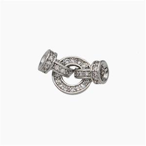 Copper Clasp Pave Zirconia Cord End Platinum Plated, approx 7-12mm [FN47525]