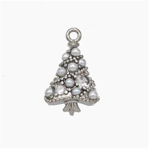 Christmas Tree Charms Copper Pendant Pave Pearlized Resin Platinum Plated, approx 10-14mm [FN47527]
