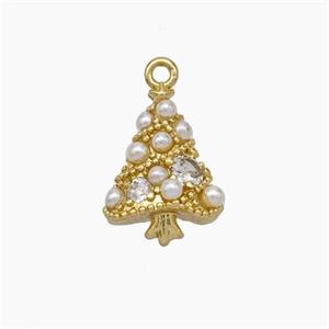 Christmas Tree Charms Copper Pendant Pave Pearlized Resin Gold Plated, approx 10-14mm [FN47528]