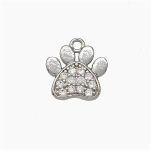 Copper Paw Charms Pendant Micropave Zirconia Platinum Plated, approx 10-11mm [FN47531]