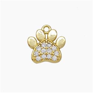 Copper Paw Charms Pendant Micropave Zirconia Gold Plated, approx 10-11mm [FN47532]