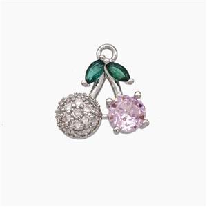 Copper Sherry Charms Pendant Micropave Zirconia Platinum Plated, approx 12mm [FN47533]