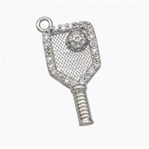 Copper Key Pendant Pave Zirconia Platinum Plated, approx 9-18mm [FN47539]