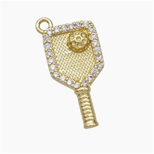 Copper Key Pendant Pave Zirconia Gold Plated, approx 9-18mm [FN47540]