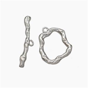 Copper Toggle Clasp Hammered Platinum Plated, approx 15-16mm, 23mm [FN47555]