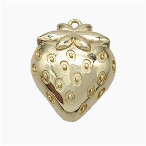 Copper Strawberry Charms Pendant Gold Plated, approx 20-21mm [FN47562]