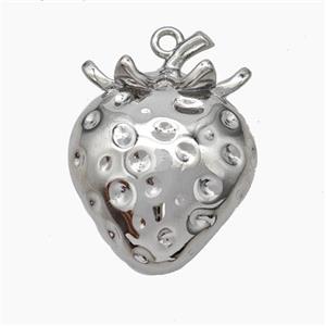 Copper Strawberry Charms Pendant Platinum Plated, approx 18-24mm [FN47563]