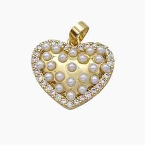 Copper Heart Pendant Micropave Pearlized Resin Zirconia Gold Plated, approx 16-19mm [FN47568]