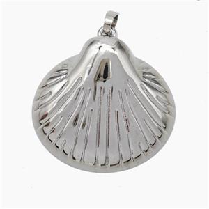 Scallop Shell Charms Copper Pendant Platinum Plated, approx 24-26mm [FN47571]