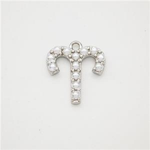 Copper Pendant Pave Pearlized Resin Zodiac Aries Platinum Plated, approx 10-12mm [FN47585]