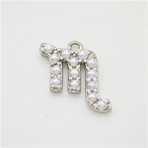 Copper Pendant Pave Pearlized Resin Zodiac Scorpio Platinum Plated, approx 10-12mm [FN47592]