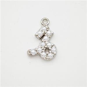 Copper Pendant Pave Pearlized Resin Zodiac Capricorn Platinum Plated, approx 10-12mm [FN47594]