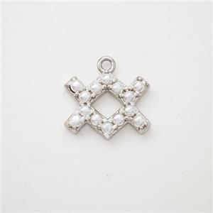 Copper Pendant Pave Pearlized Resin Zodiac Aquarius Platinum Plated, approx 10-12mm [FN47595]