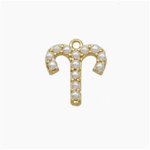 Copper Pendant Pave Pearlized Resin Zodiac Aries Gold Plated, approx 10-12mm [FN47598]