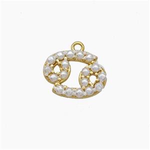 Copper Pendant Pave Pearlized Resin Zodiac Cancer Gold Plated, approx 10-12mm [FN47601]