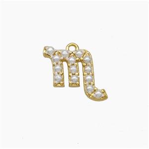 Copper Pendant Pave Pearlized Resin Zodiac Scorpio Gold Plated, approx 10-12mm [FN47605]